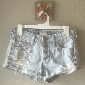 Abercrombie & Fitch Women's Distressed Denim Shorts Blue Size 0 100%Cotton